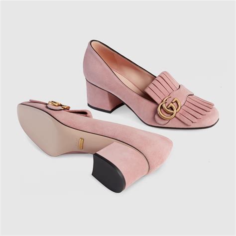 pink suede mid-heel pump gucci|Women's Designer Luxury Mid Heels Pumps .